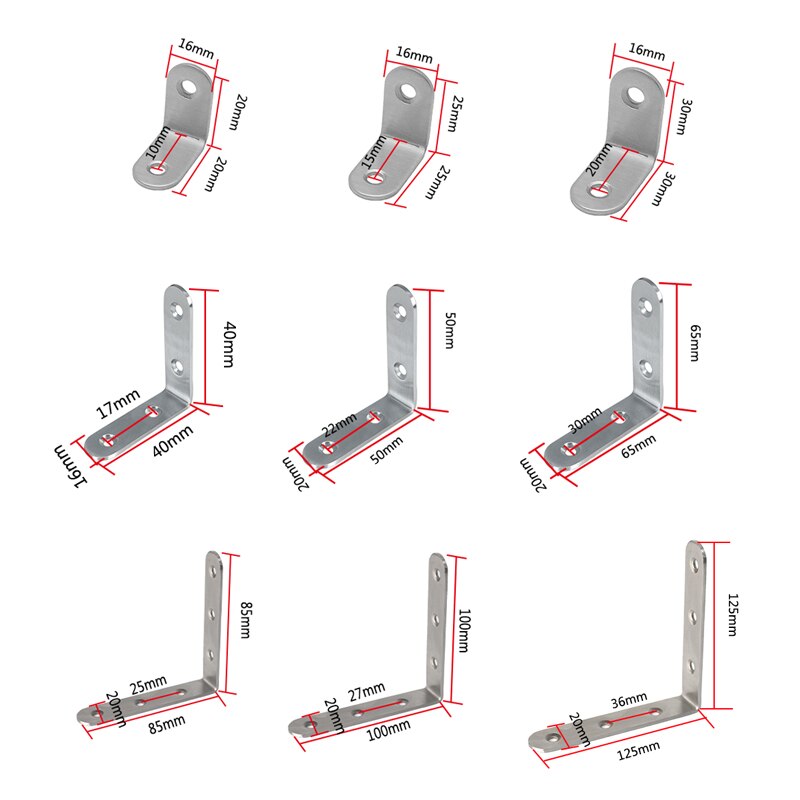 Stainless Steel Corner Brackets Joint Fastening Right Angle Code Corner Brace