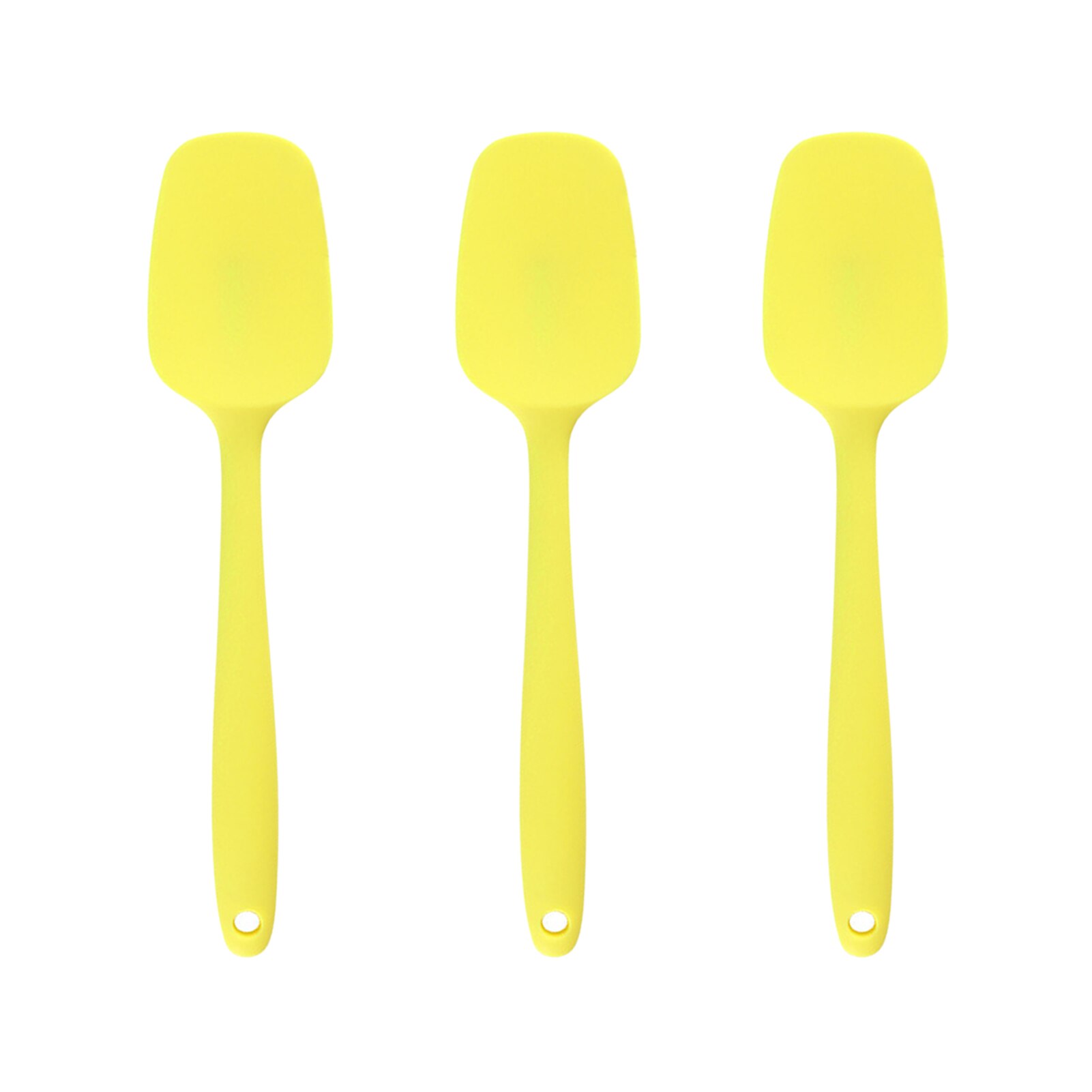 Utensilios de cocina antiadherentes, espátula de silicona, pala para hornear, restaurante, cuchara colgante de limpieza fácil, 3 uds.: Amarillo