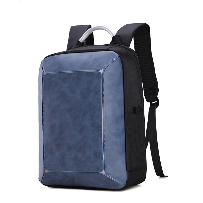 Laptop rygsæk 15.6 tommer usb-opladning nylon vandtæt taske mænd tyverisikring rygsæk forretning rejsetaske skoletaske til dreng: Blå
