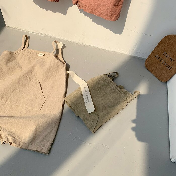 Koreaanse Stijl Baby Jongens Meisjes Effen Kleur Overalls Infant Kids Sleevless Bodysuits 0-2Y