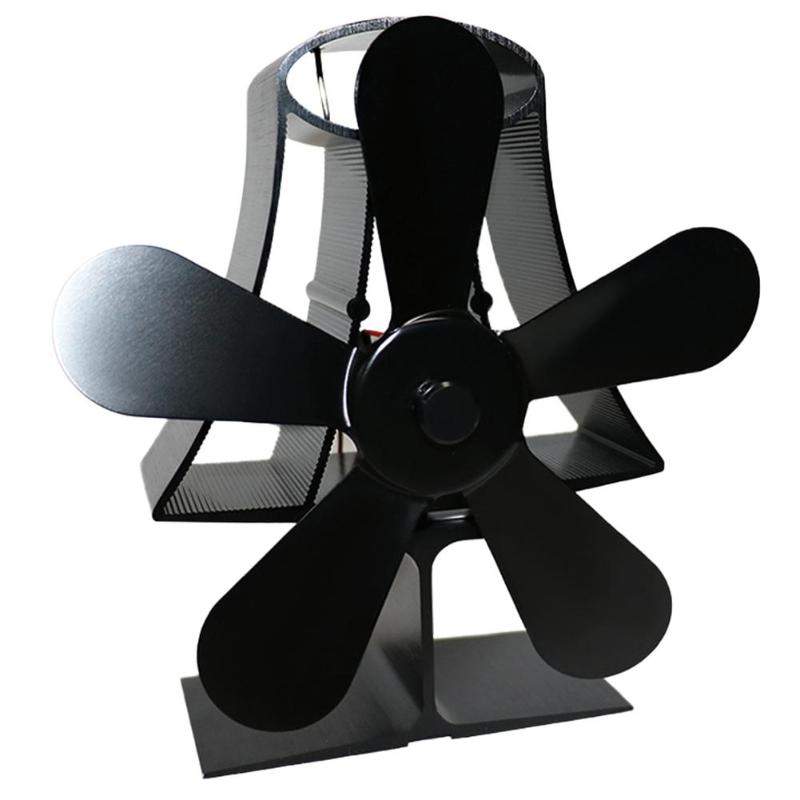 5 Blades Fireplace Fan Aluminum Heat Powered Burner Stove Fan Low Noise Thermal Fan Home Heat Sink Ventilation Device