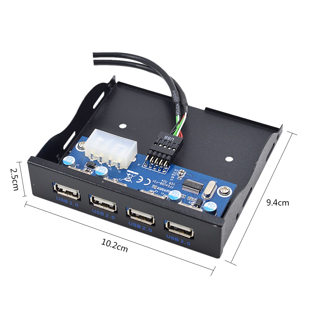 Chipal 4 portar usb 2.0 hubb usb 2.0 adapter pc frontpanel expansionsfäste med 10 stifts kabel för stationär 3.5 tum fdd floppy bay