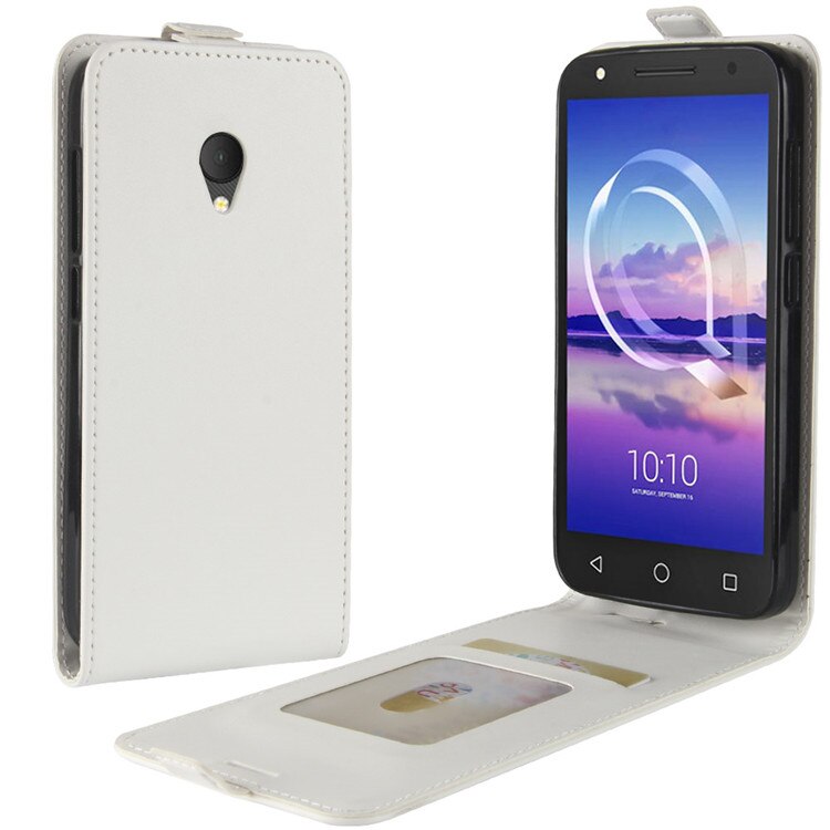 Funda de cuero con tapa para Alcatel U5 3G 4G 4047 4047D 5044D 5044Y, Funda de teléfono móvil de silicona TPU de lujo: For Alcatel U5 3G / white