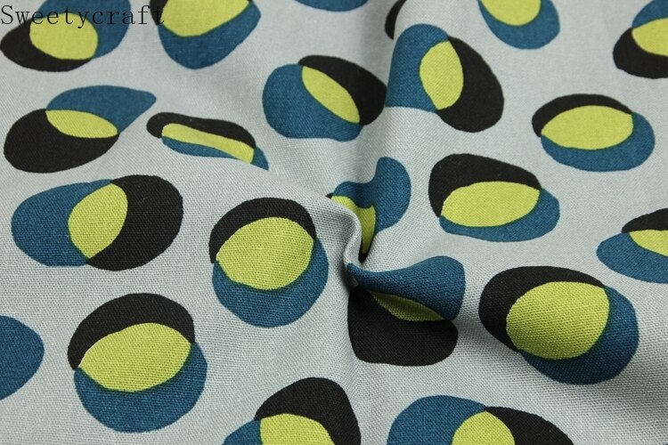 Tela de algodón grueso de para decoración del hogar, tejido de 110x45cm con estampado circular artesanal, bolsa de costura hecha a mano, mantel, cortina,