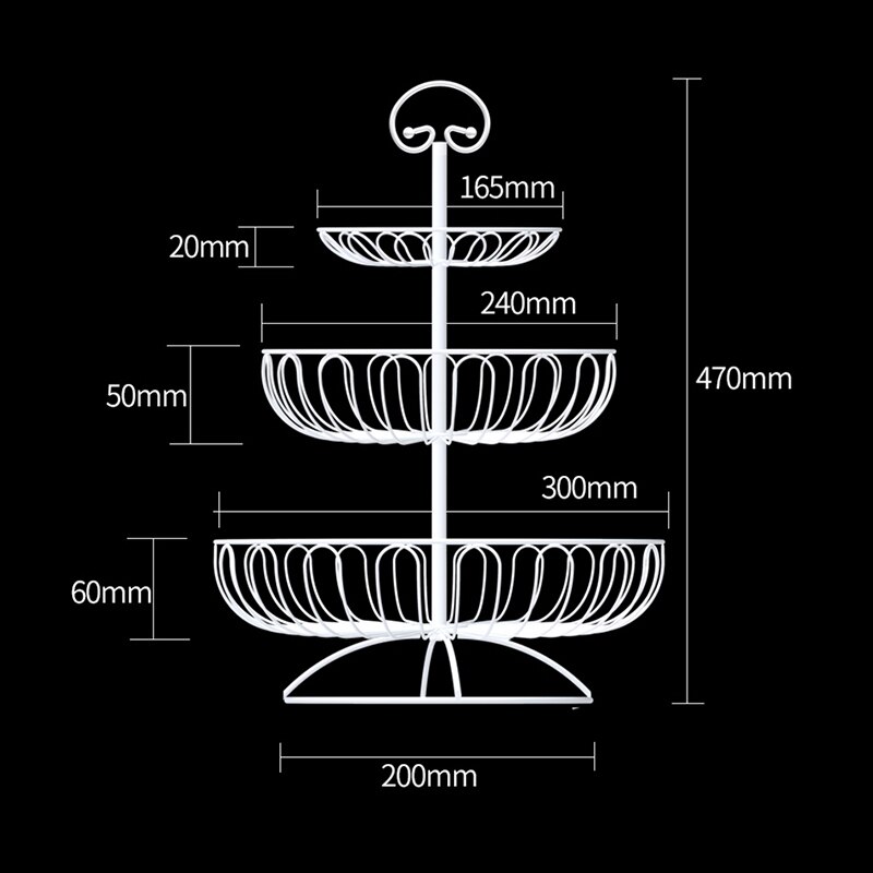 Montage 3 Tiers Metalen Fruit Serveren Kom Mand Aanrecht Display Fruit Groenten Opslag Stand Snacks Houder Voor Partijen