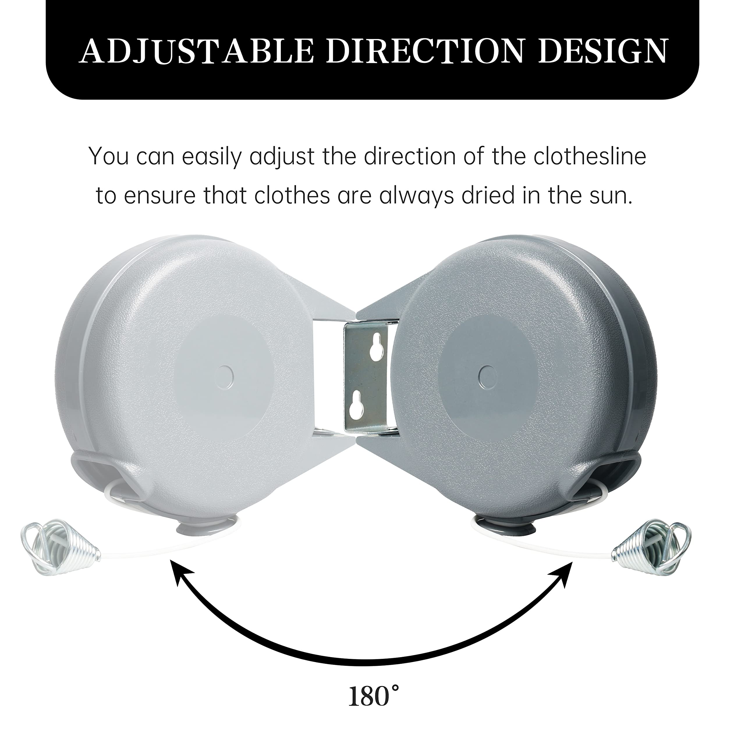 Retractable Clothesline - Portable Heavy Duty Indoor Outdoor Clothesline - 39ft PVC Retractable Single Wire Heavy Duty Wall Moun