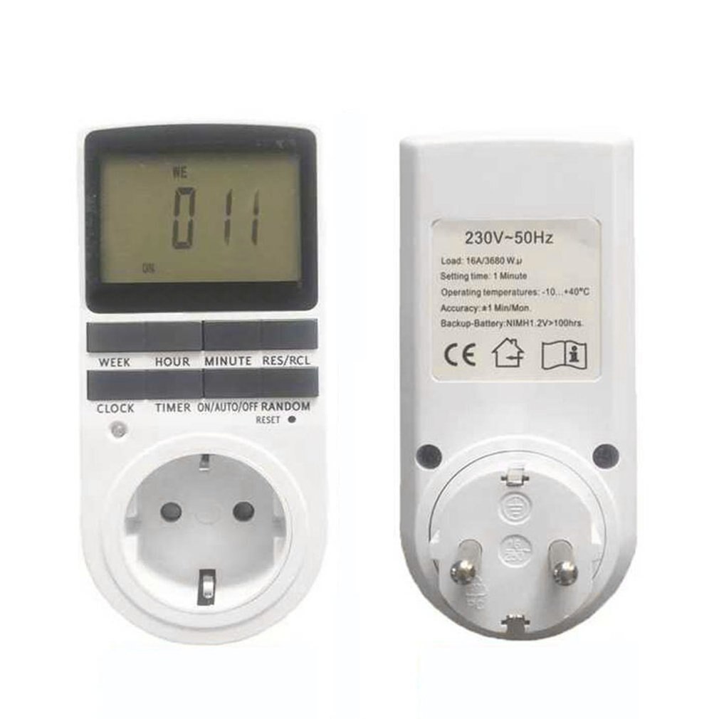 Gran pantalla LCD programable semanalmente Digital temporizador inteligente interruptor salida enchufe temporizador enchufe cuenta atrás para la cocina