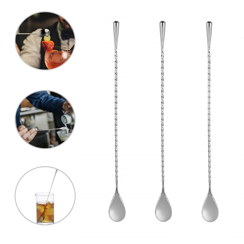 Cuillère à Cocktail à poignée en spirale de 30/40/50cm de Long, agitateur à boisson, tige de mélange de Whisky, outils de barman, ustensiles de Bar de cuisine
