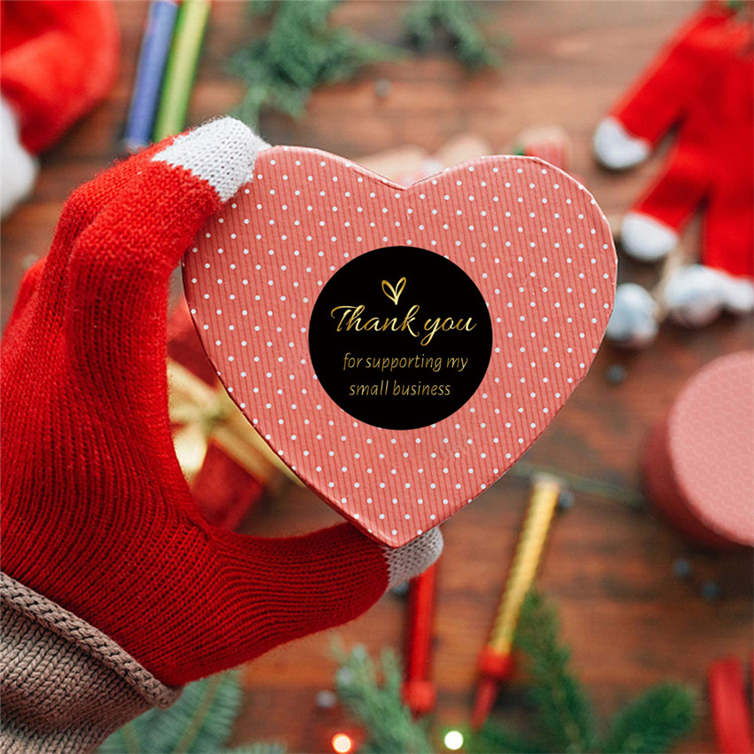 50/500pcs Black Gold Foil Thank You Cards for Supporting My Small Business Thanks Greeting Cards for Retail Store Handmade