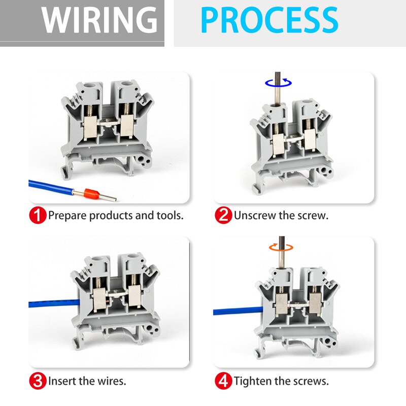 10Pcs Din Rail Terminal Block UK-6N Connductor Universal Class Screw Wire Connector Strips Disassemble assembly