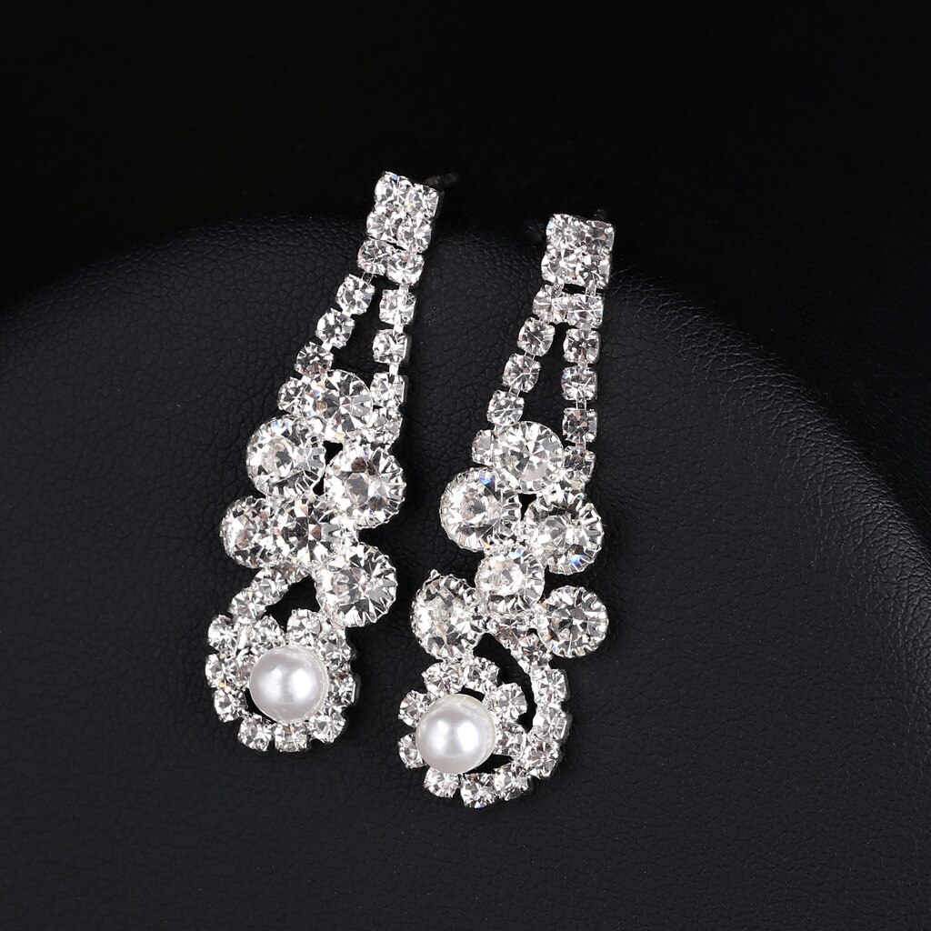 Klassische Kristall Lange Ohrringe für Frauen Schmuck Klar Farbe Strass Hochzeit Partei Baumeln Ohrringe Bräute