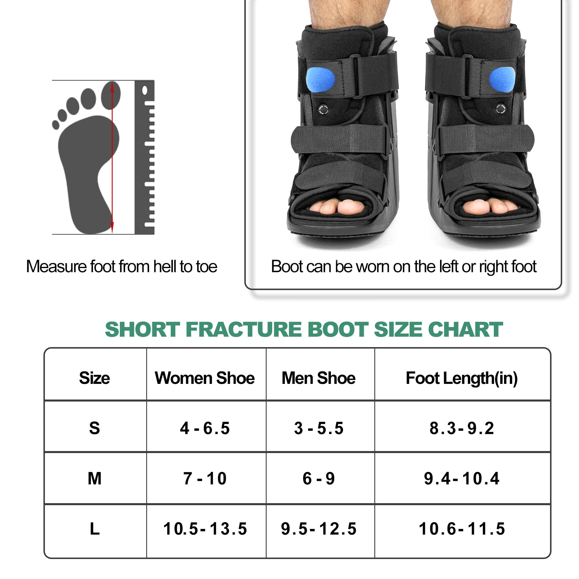 Air Walking Boot Fraktur Boot Short Walker Schutzs tiefel passt links oder rechts Fuß Knöchel für Verletzungen Frakturen Verstauchungen