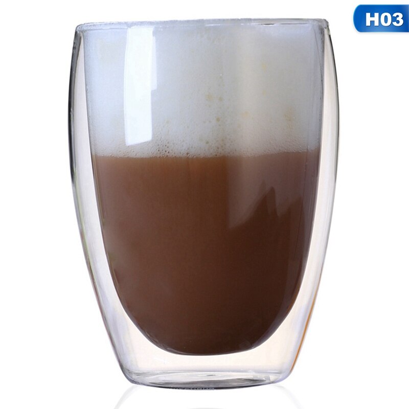 Varmebestandig dobbeltvægs glas kop 80/250/350ml øl krus te whiskyglas kopper drikkeglas vandflaske kaffekopper: H03