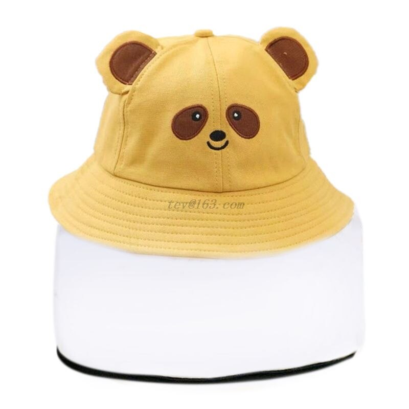 Peuter Kids Baby Beschermende Emmer Hoed Clear Visor Full Face Shield Cartoon Panda Dier Oren Anti-Speeksel Visser Cap: Geel