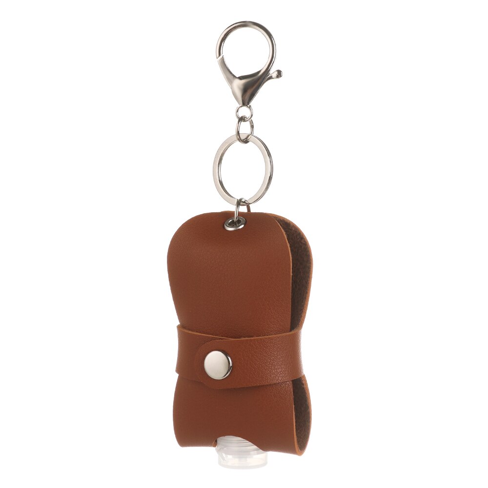 Empty Refillable Bottles Keychain Holder Reusable Lotion Squeeze Tube Soap Containers Leather Pouches Travel Accessories: Coffee 2