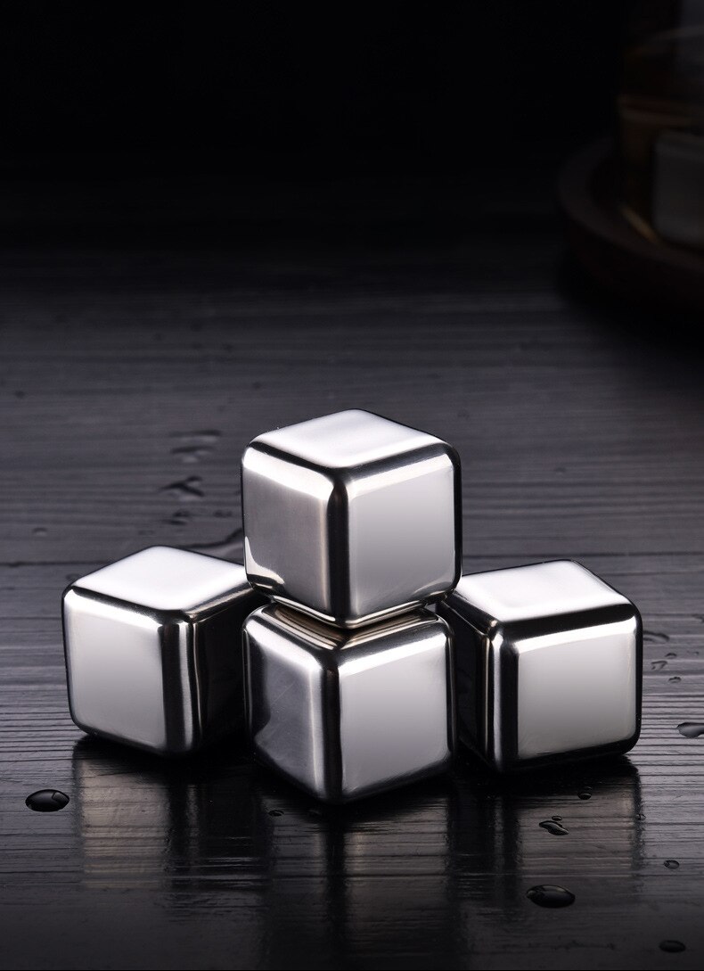 Cubitos de hielo de piedra de acero inoxidable piedras de enfriamiento reutilizables para whisky vino whisky enfriador rocas utensilios de cocina