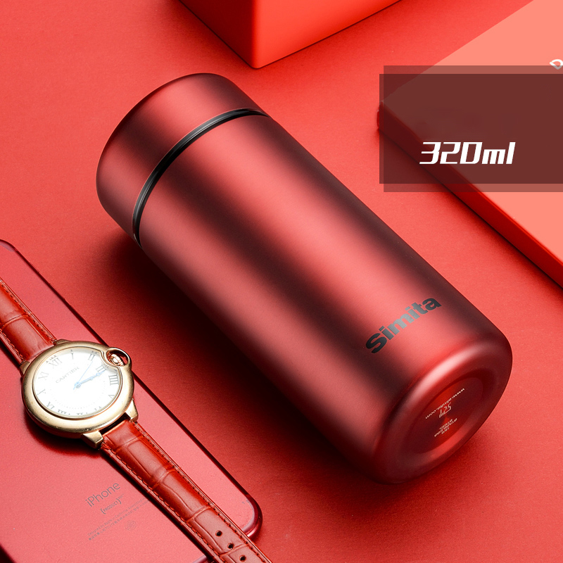 Simita-termo de acero inoxidable de doble pared, taza de café, tamaño portátil con filtro de té, estilo de negocios para , 320ml: Red