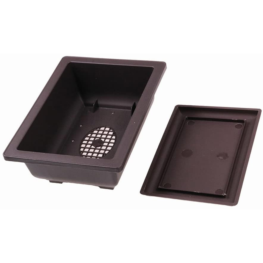 1Pc Bloempot Antieke Rechthoekige Plastic Bonsai Kom Platenursery Wastafel Planter Met Lade Kleine Ingemaakte Bonsai Vierkante Potten