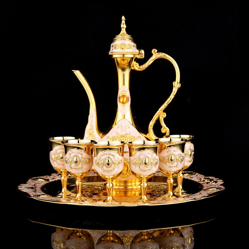 Ensemble de bouteilles de vin style palais rétro européen, 1 ensemble, fournitures de maison, de mariage, de , ensemble de flacons de hanche en métal, ornements, de noël: 7