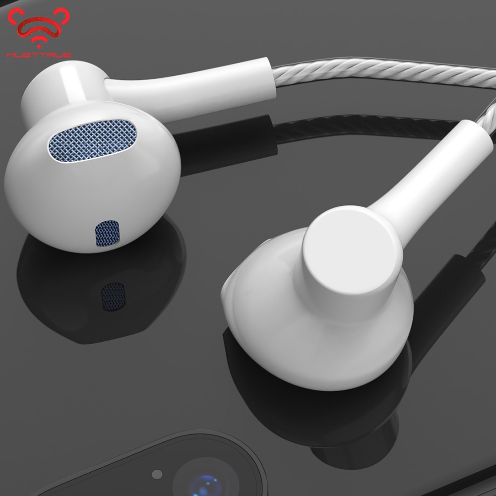 Originele MUSTTRUE 3.5mm connector in-ear Oortelefoon Met Microfoon Super Stereo DJ 4D Sound Headset voor iphone