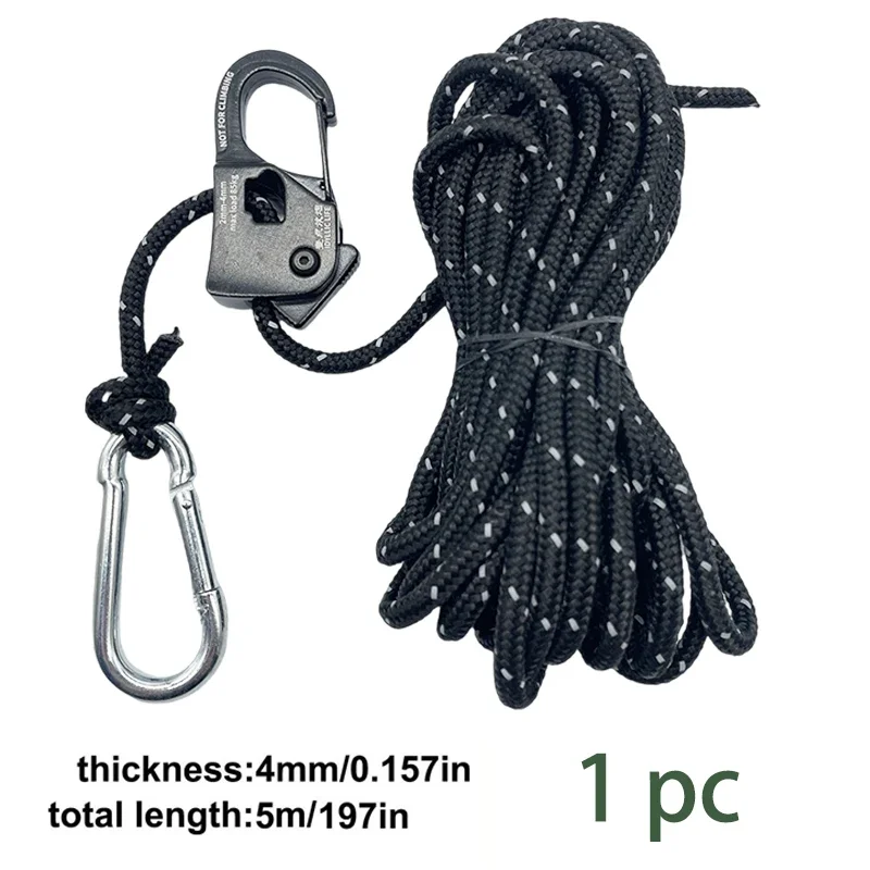 5m Camping Tent Koord Richter Wind Touw Vastbinden Reflecterende Spanner Bevestiging Katrol Ratel Luifel Touw Gesp: YELLOW