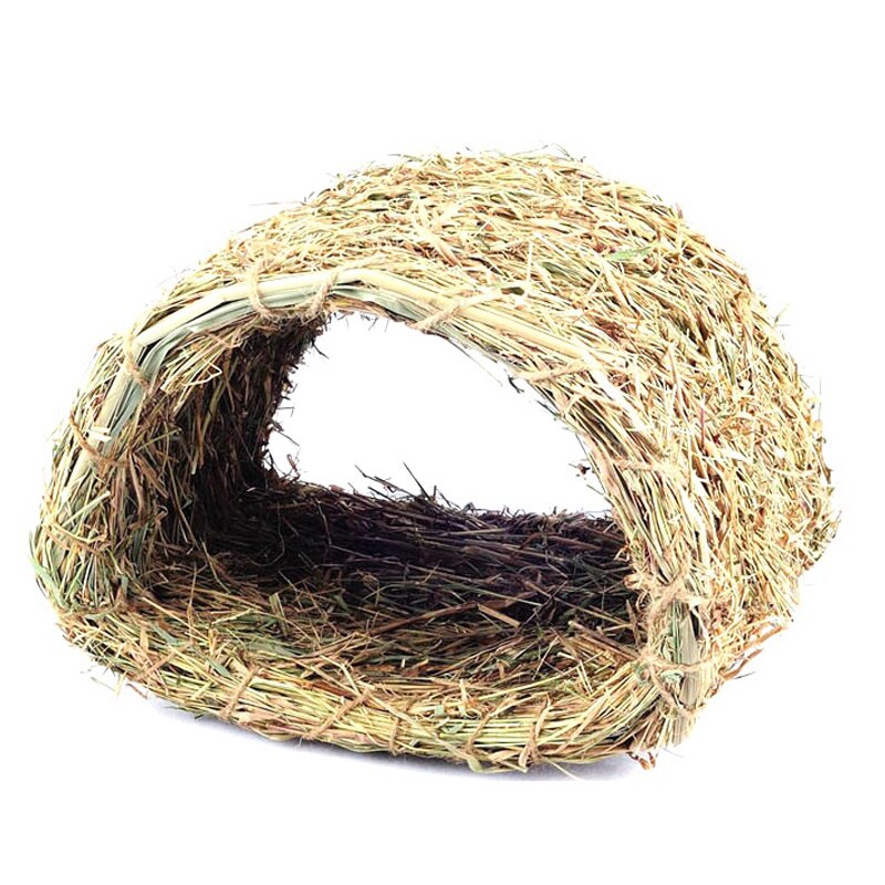 Rabbit Straw Hutch Chinchilla Straw House Guinea Pig Tunnel Winter Warm Straw Mat, 23cm x 19cm x 15cm