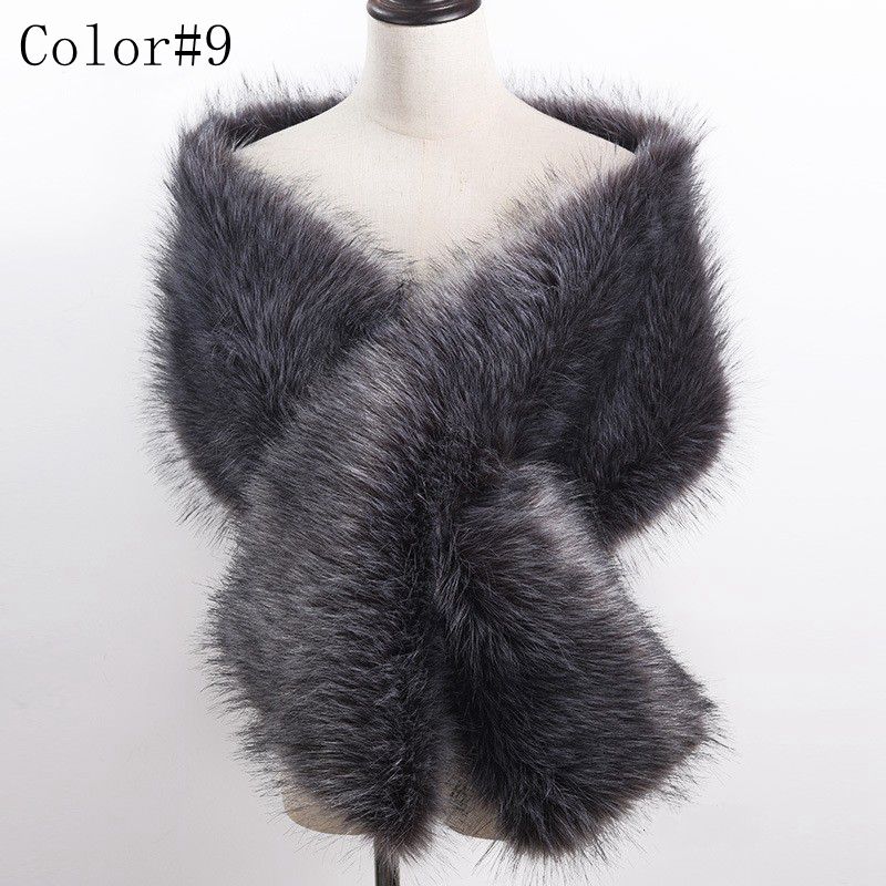 42 kleuren 165 * 28 cm bruin namaakbont bruiloft sjaal vrouw partij stola bruid cape mantel winter bruids wrap bolero accessoire voorraad: Blauw