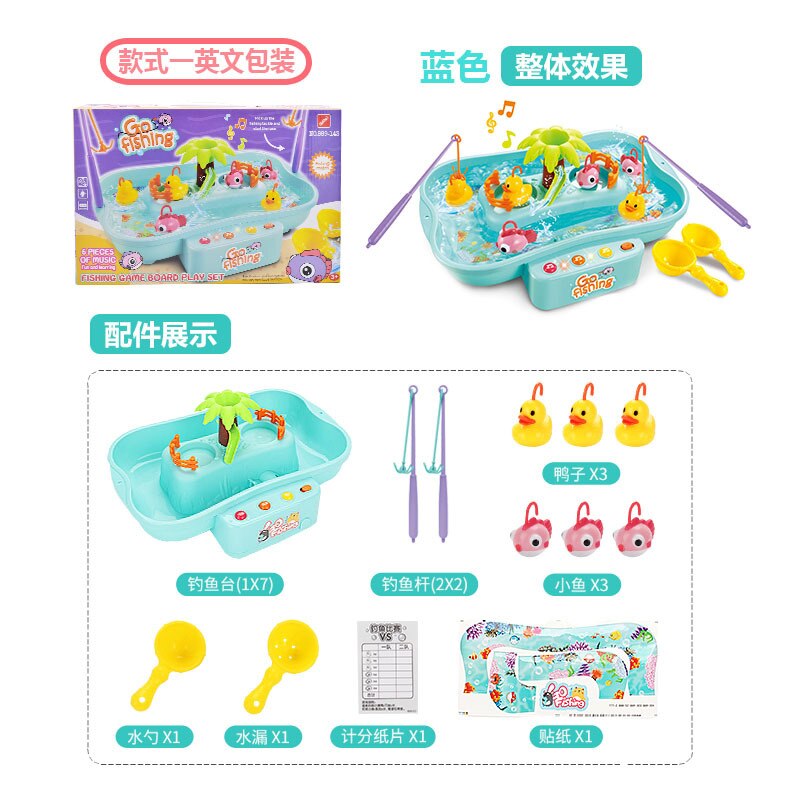 Educational Fishing Toys Bath Hook Games Rod Net Set for Children's Model Play Outdoor Toy for Kids 2 Years Christmas: B-Blue