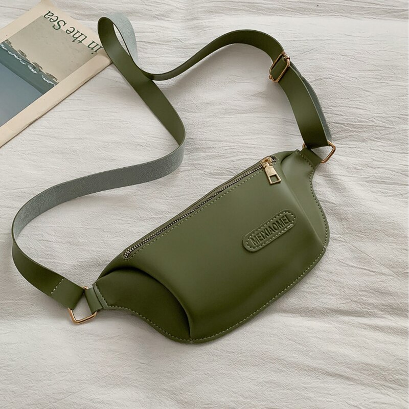 Holografisk dame midjeveske damebelte banan lommebok veske fanny pack liten veske laget av lær brystvesker pochete: Grønn hofteveske