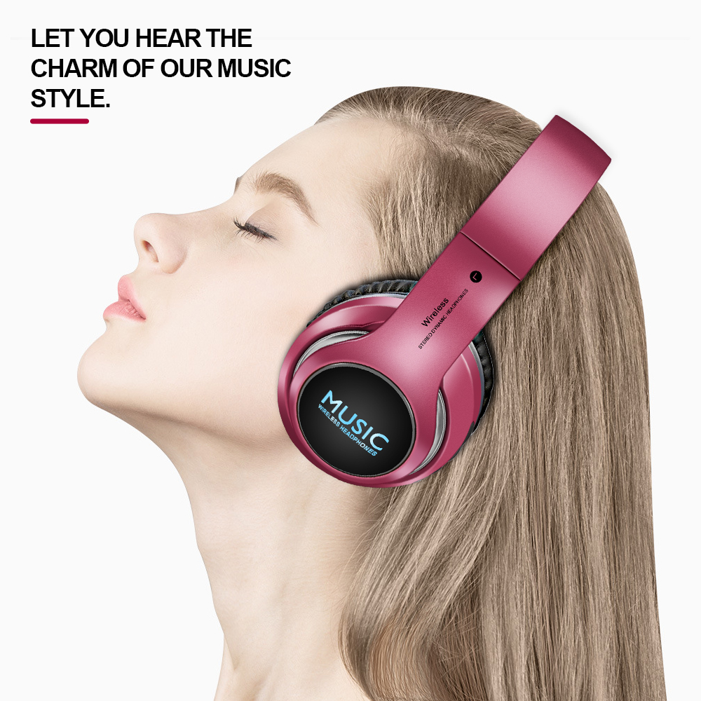 Portable Bluetooth Headphones HIFI Stereo Wireless Earphone Gaming Headsets Over-ear Noise Canceling With Mic Support TF Card