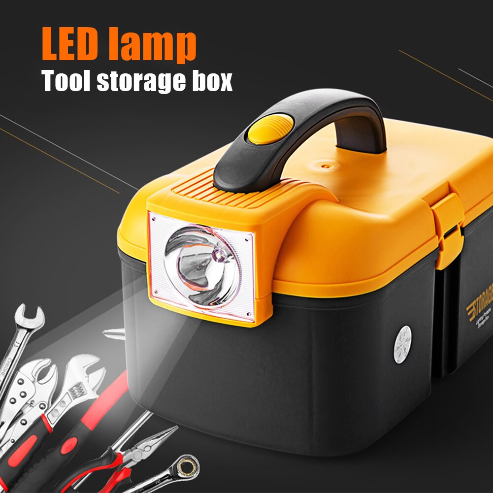 Tool Box Outdoor Fishing Multifunctional Storage Tray Portable Craftsman Electrician Repair Garage Home Organizer With LED Light