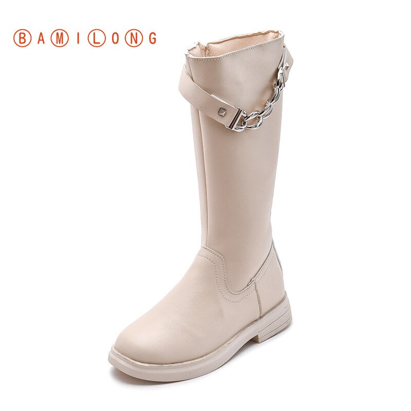 Bamilong outono inverno crianças botas para meninas moda legal botas de borracha na altura do joelho botas de motocicleta das crianças botas longas b403
