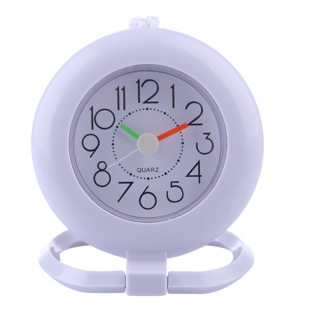 Bathroom Shower Wall Clock Slate Hanging Clock with Ring Towel Hook, Water Proof, Silently, To Hang or Stand: White