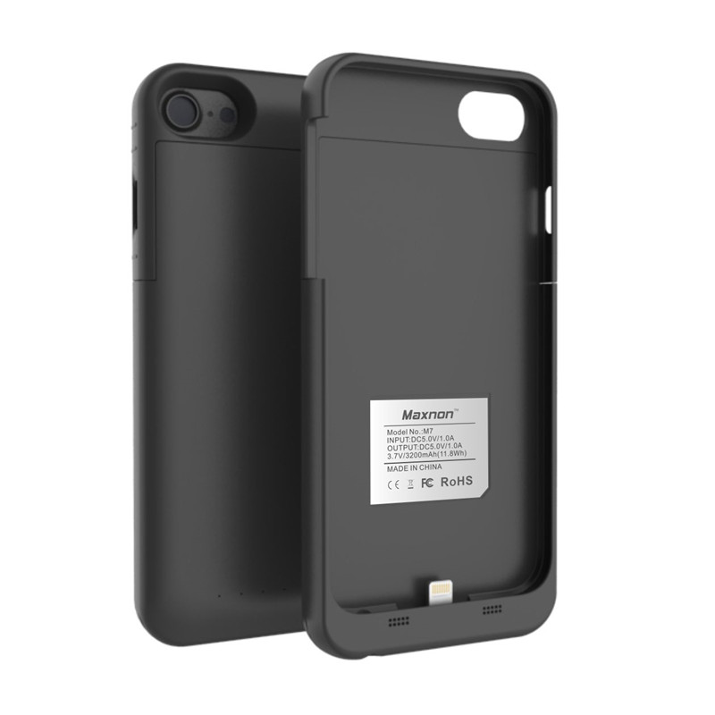 Gruppo Verticale Portatile Ricaricabile del Caricatore di Caso per iphone6 più/6S più/7 più, cassa di Batteria 4000mah Nero QKCR60