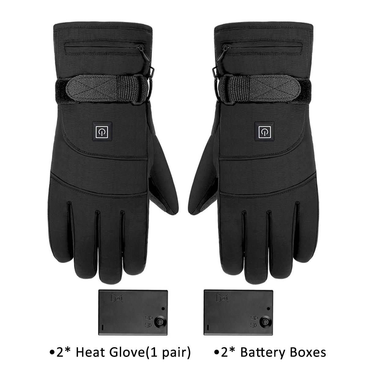 1 par de guantes de calefacción con caja de batería (pilas no incluidas) con pilas resistentes al agua para guantes de esquí y ciclismo de motocicleta: Default Title