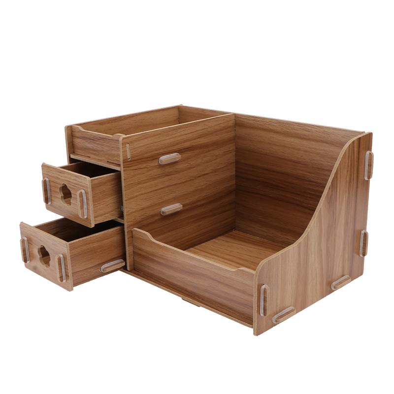 1pc Wooden Desktop Storage Box Home Cosmetic Box Desktop Storage Container