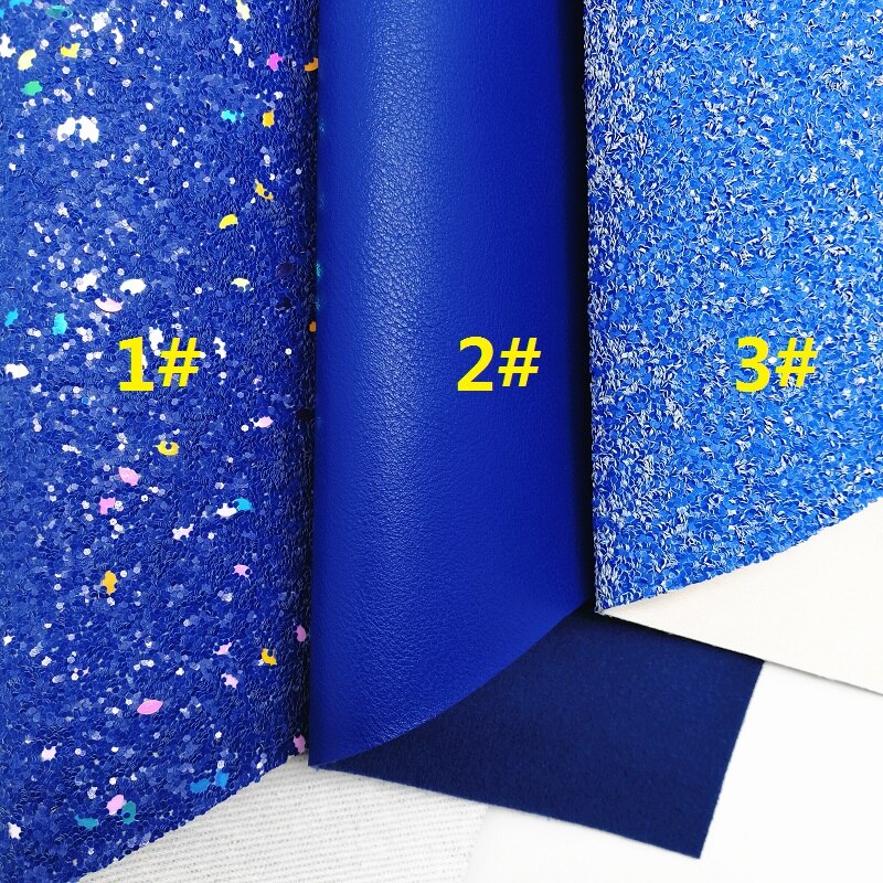 BLUE Glitter Fabirc, Faux Leather Fabric, Synthetic Leather Fabric Sheets For Bow A4 21x29CM Twinkling Ming XM581: 1 set