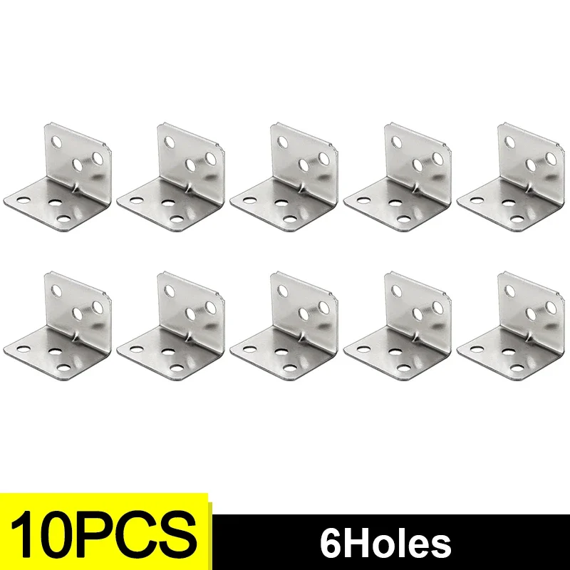 Soporte de esquina Universal de acero inoxidable, soporte fijo de ángulo recto de 90 grados, muebles de madera, marco de cama, accesorios para gabinete, 50/10 Uds.: Negro / oro