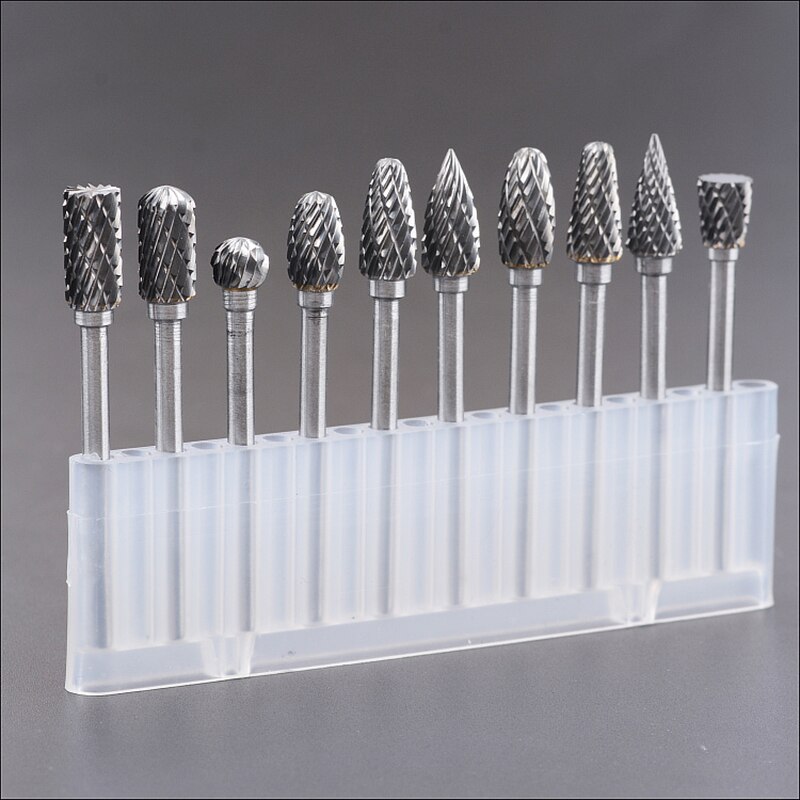 10pc Shank Tungsten Carbide Milling Cutter Rotary Tool Burr Double Diamond Cut Rotary Dremel Tool Metal Wood Electric Grinding: 10Pcs