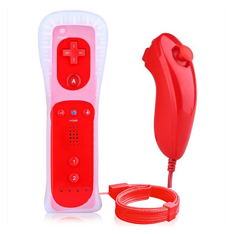 ACEPRIL-mando a distancia 2 en 1 para Nintendo Wii, mando inalámbrico Bluetooth, mando sin movimiento: Red