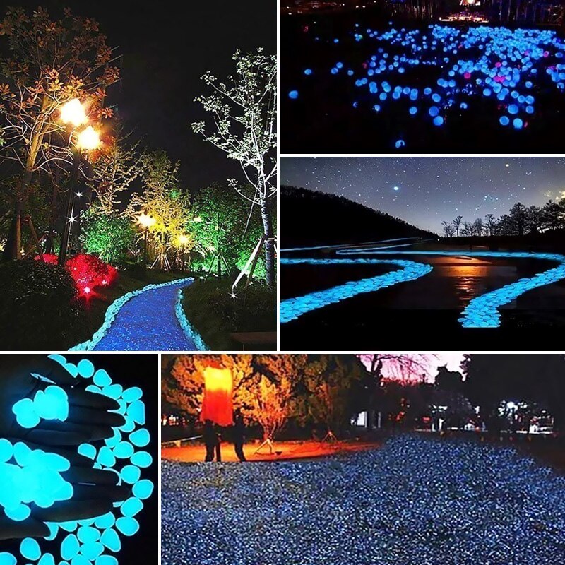 100 stuks tuindecoratie lichtgevende stenen decoratieve fluorescerende kiezels rotsen lichtgevende paden aquariumdecoraties