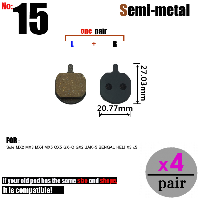 4 Paar Fiets Schijfremblokken Fiets Voor Shimano Xt/R Zoom 975 985 Zee MT5 315 Magura MT8 sram Avid BB5 Elixir DB1S Semi-Metallic: Clear