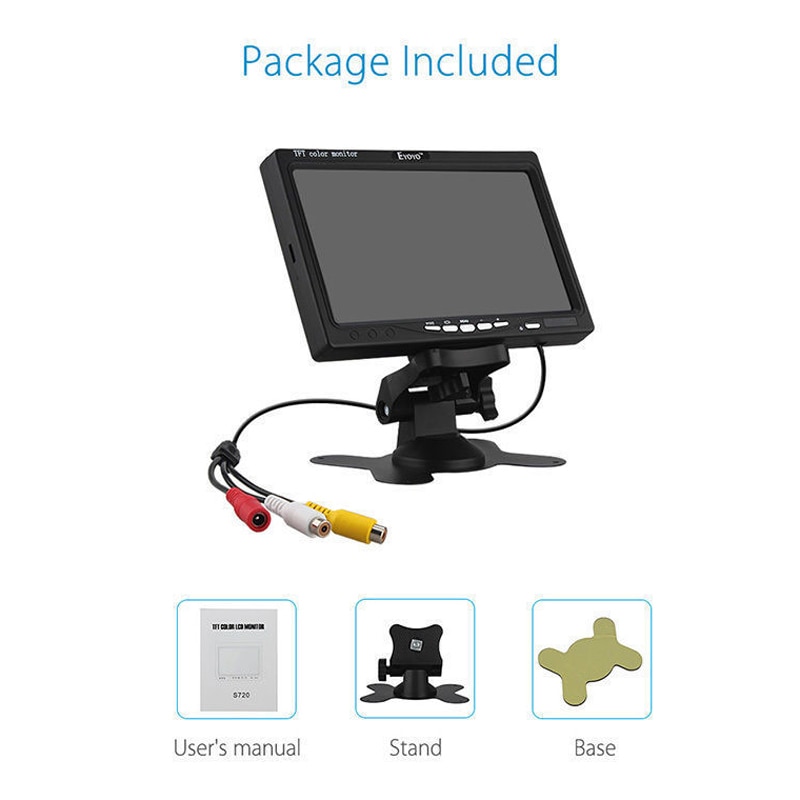 12V-24V 7 pouces TFT LCD couleur HD moniteur pour voiture CCTV vue arrière caméra de recul