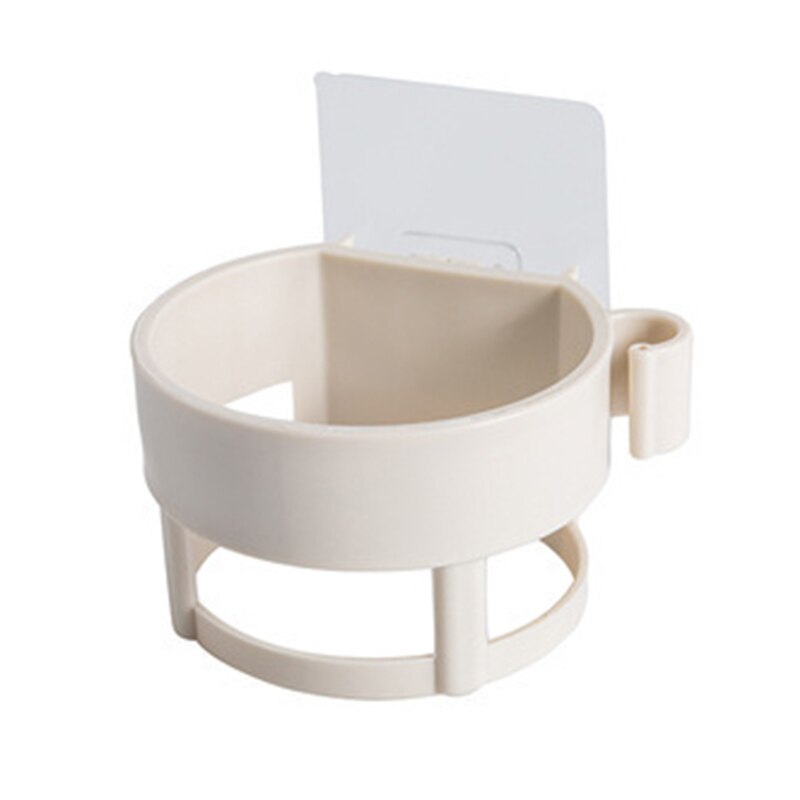 Soporte para secador de pelo en espiral autoadhesivo, sin clavos, estante para secador de pelo resistente para baño, organizador de soplador, estantes para secador de pelo montados en la pared: Beige