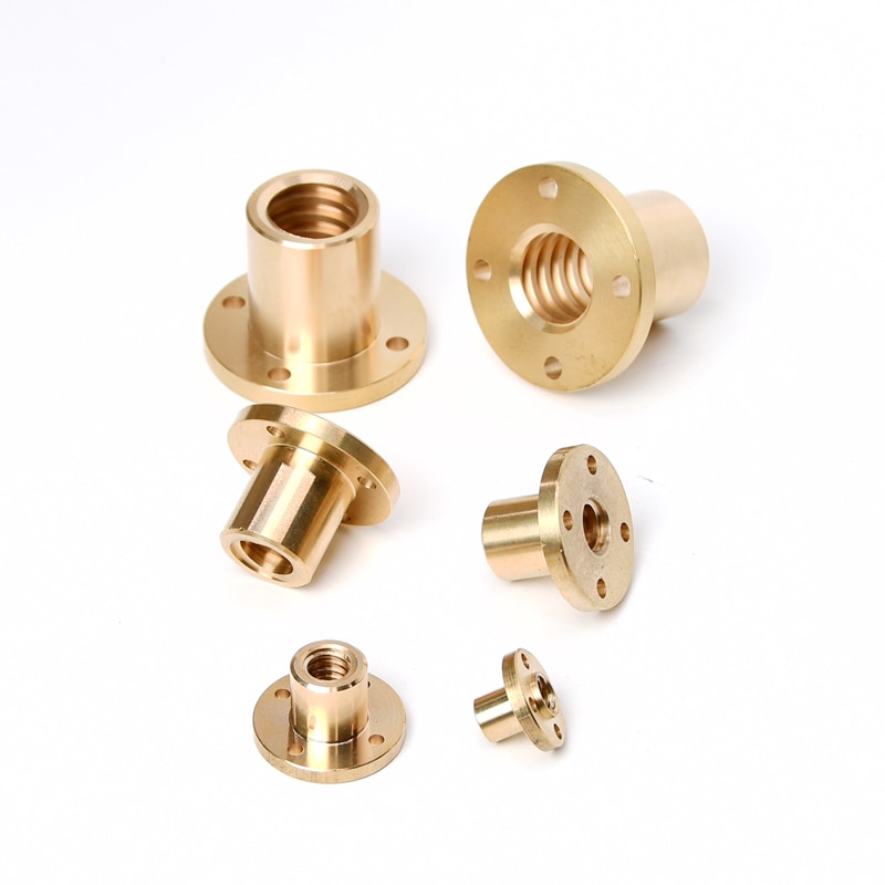 T5 T6 T16 T20 leadscrew nut Pitch 1mm/2mm Lead 1mm/2mm/4mm Brass Lead Screw Nut for CNC Parts 3D Printer Accessories