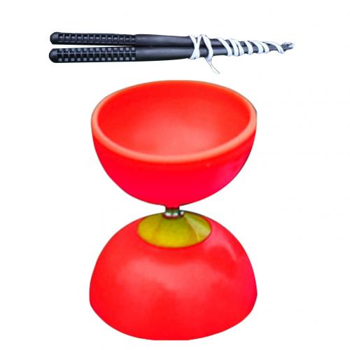 Grappig Chinese YOYO 3 Bearing Diabolo Set Metal Sticks Zak Speelgoed Voor Kinderen kinderen Volwassen Ouderen speelgoed: Rood