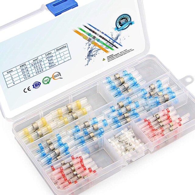 TVYVIKJ 220pcs Wire Spade Connectors, Waterproof Heat Shrink Female Male Terminals Fully-Insulated Electrical Crimp Kit: 100pcs