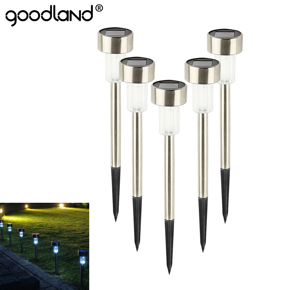 Goodland LED Lawn Lamp RGB Garden Light 5pcs/lot Solar Outdoor Stake Lighting Waterproof Solar Panel For Yard Landscape Pathway
