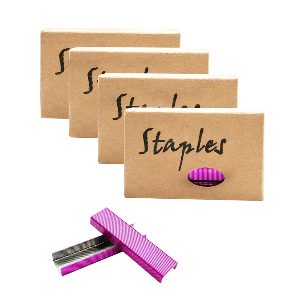 4 Box Rose Red Staples Standard Stapler Refill 26/6 Size 3800 Staples for Office School Stationery Supplies