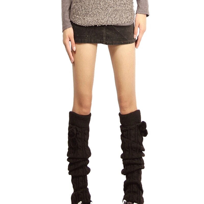 Gebreide Vrouwen Winter Beenwarmers Knie Hoge Dij Hoge Tie Kabel Gebreide Lange Boot Sokken Dames Laars Been Warmer